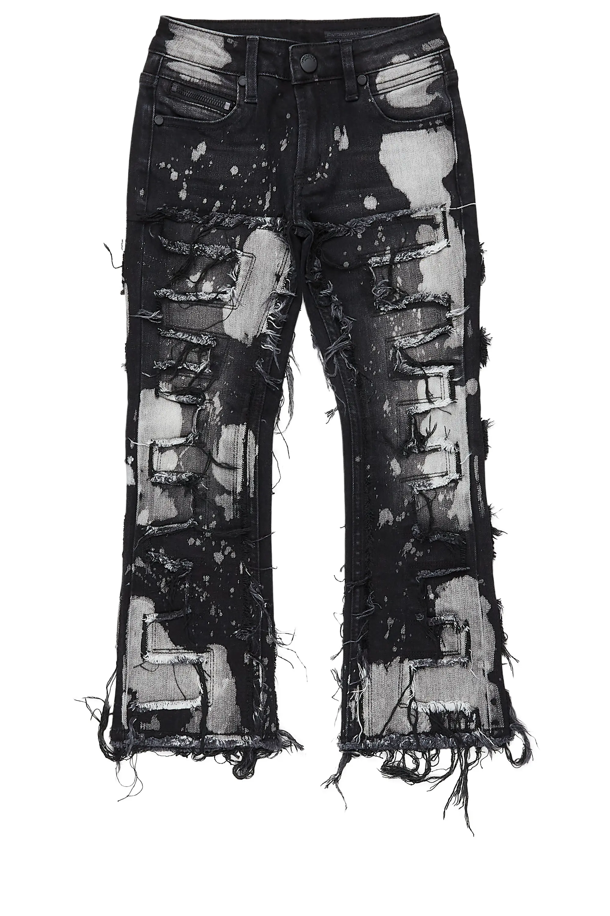 Boys Laban Black Bleach Stacked Flare Jean