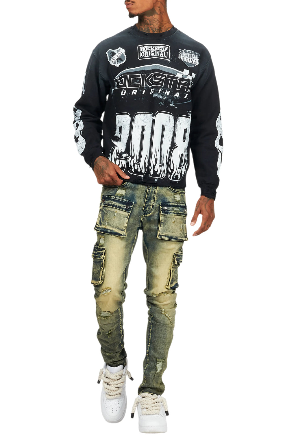 Amos Black/White Graphic Crewneck