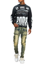 Amos Black/White Graphic Crewneck