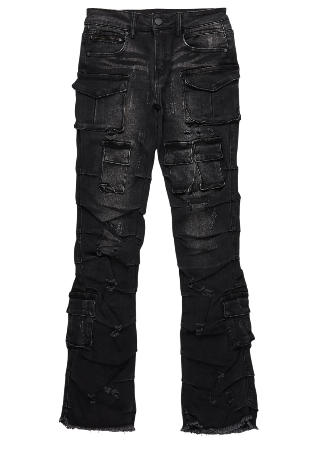 Boys Gentry Dark Grey Stacked Flare Jean