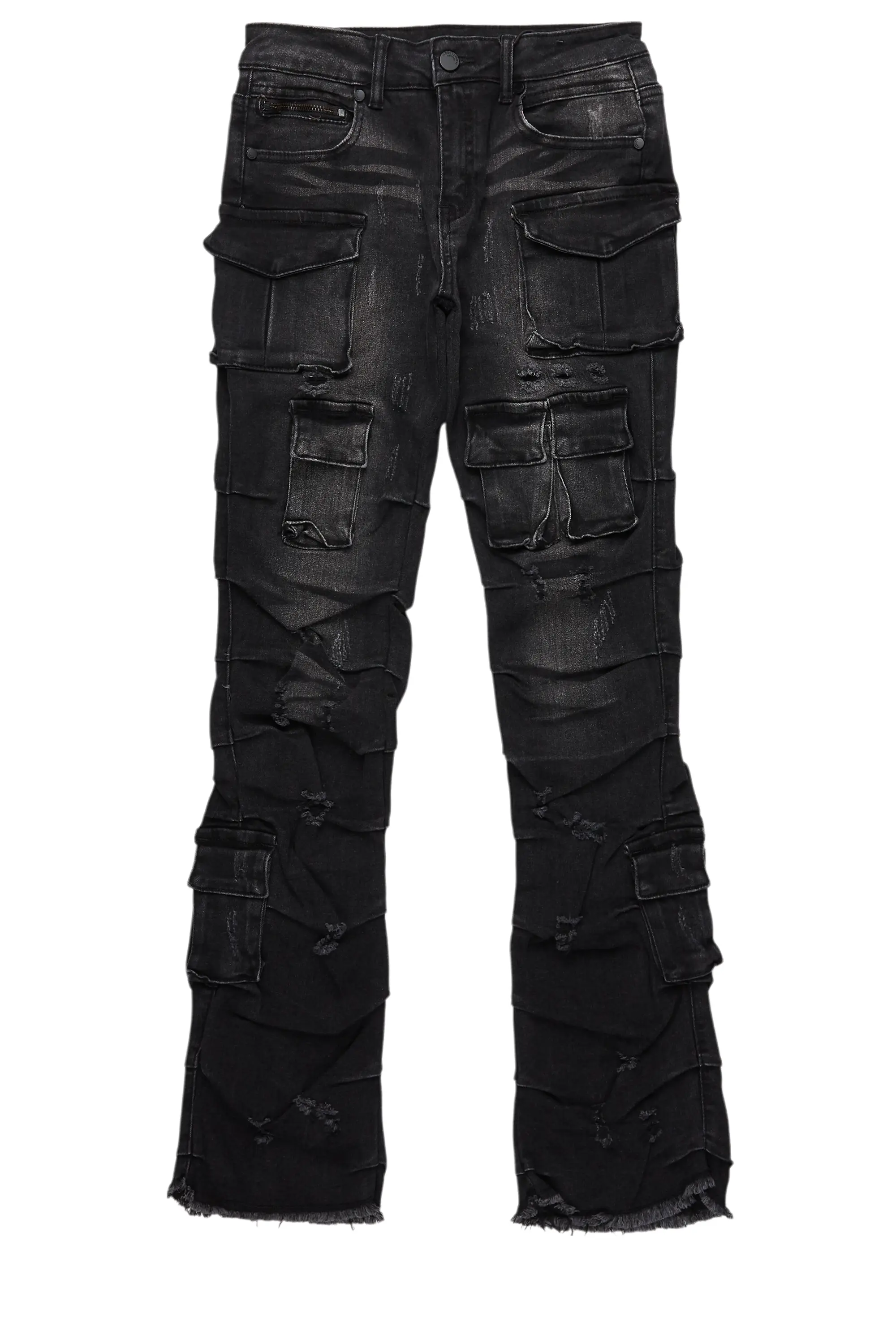 Boys Gentry Dark Grey Stacked Flare Jean