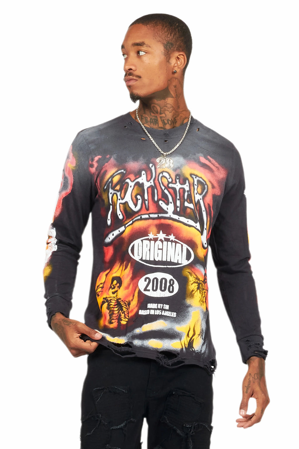 Farren Black Long Sleeve Graphic T-Shirt