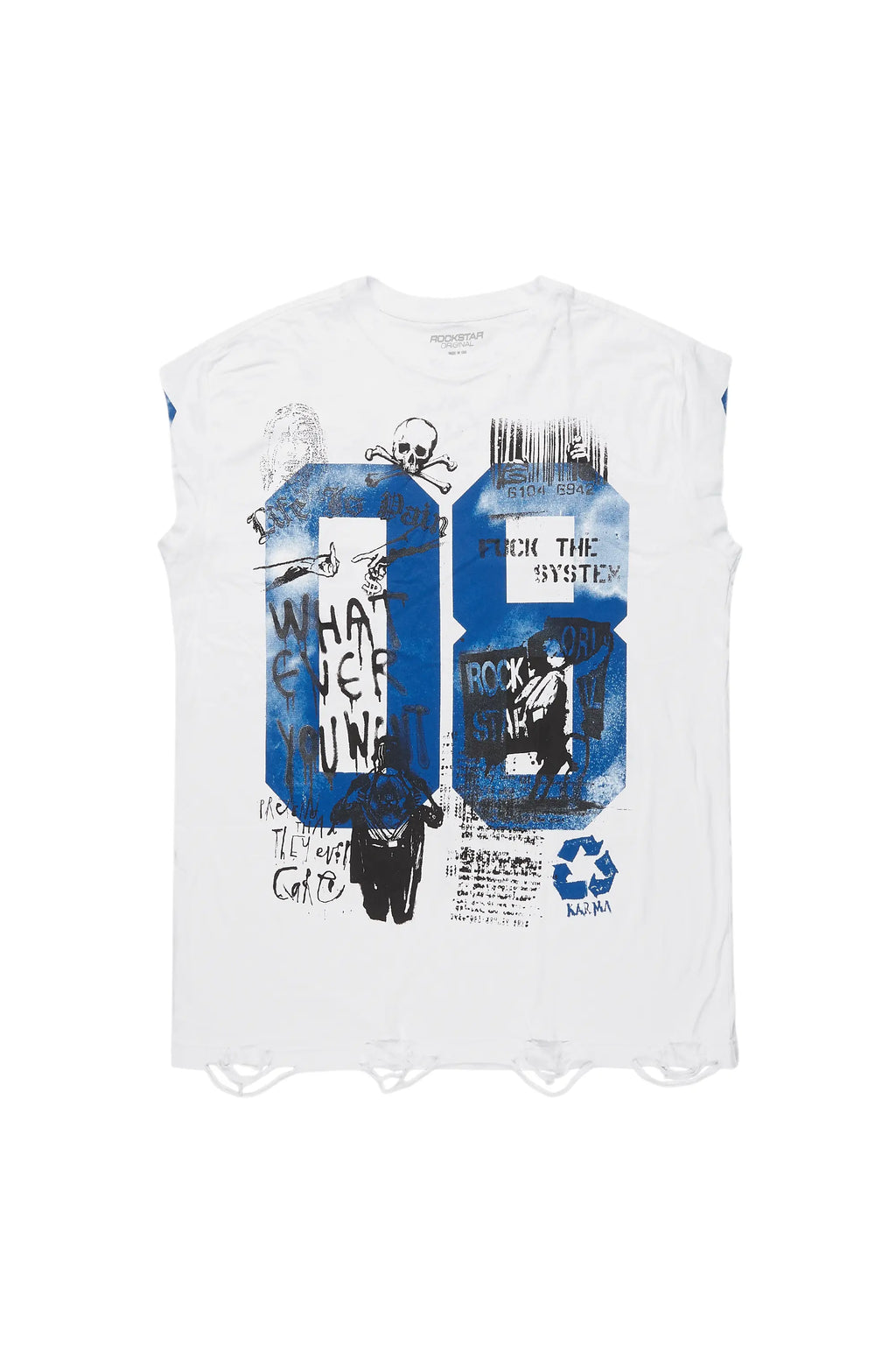 Grill White/Blue Graphic Muscle T-Shirt