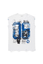 Grill White/Blue Graphic Muscle T-Shirt