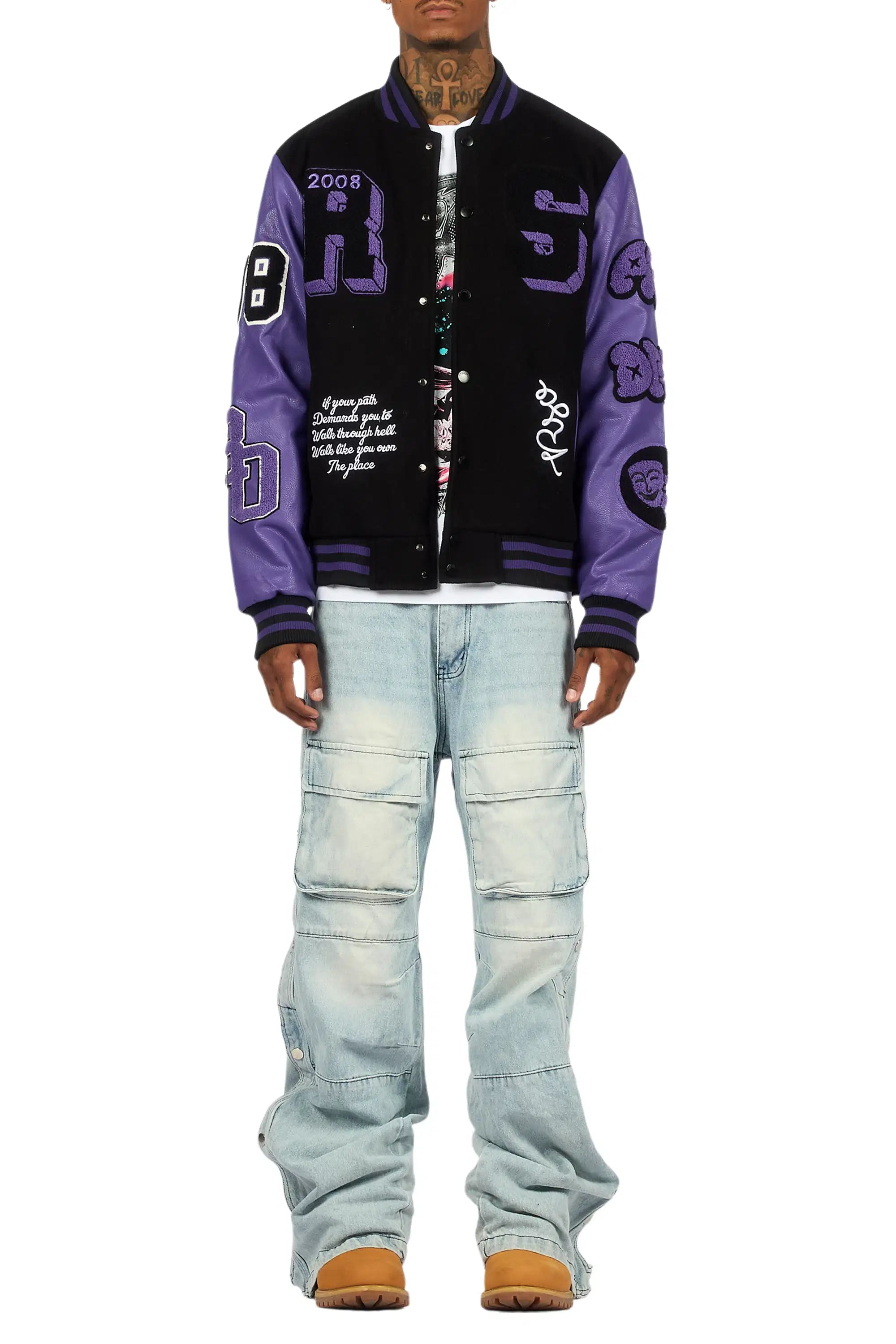 Leslaw Purple/Black Varsity Jacket