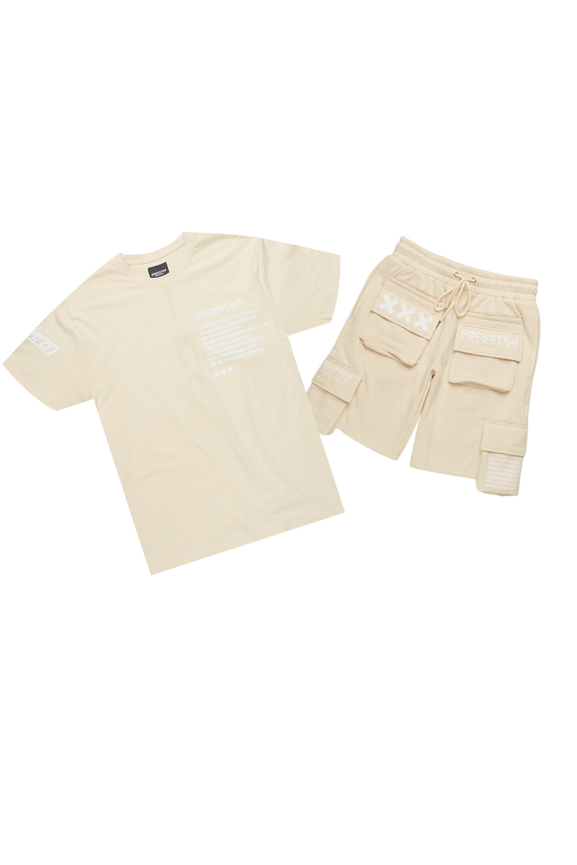 Jash Beige/White Short Set
