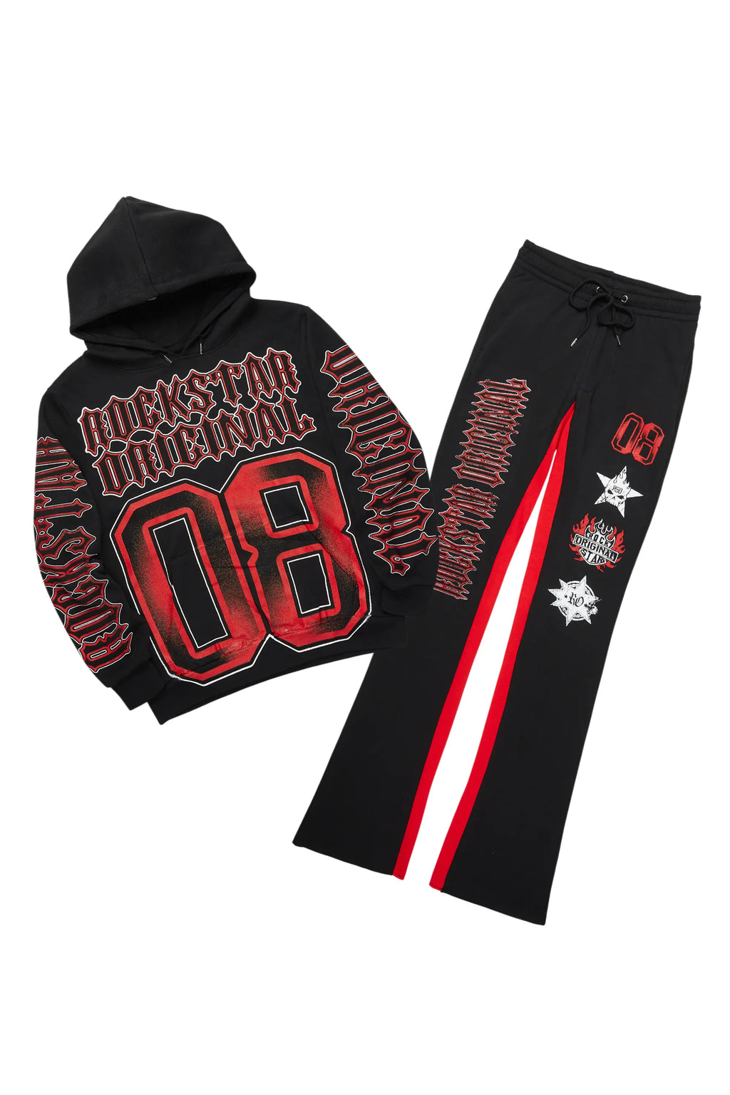 Alim Black/Red Hoodie/Baggy Track Pant Set