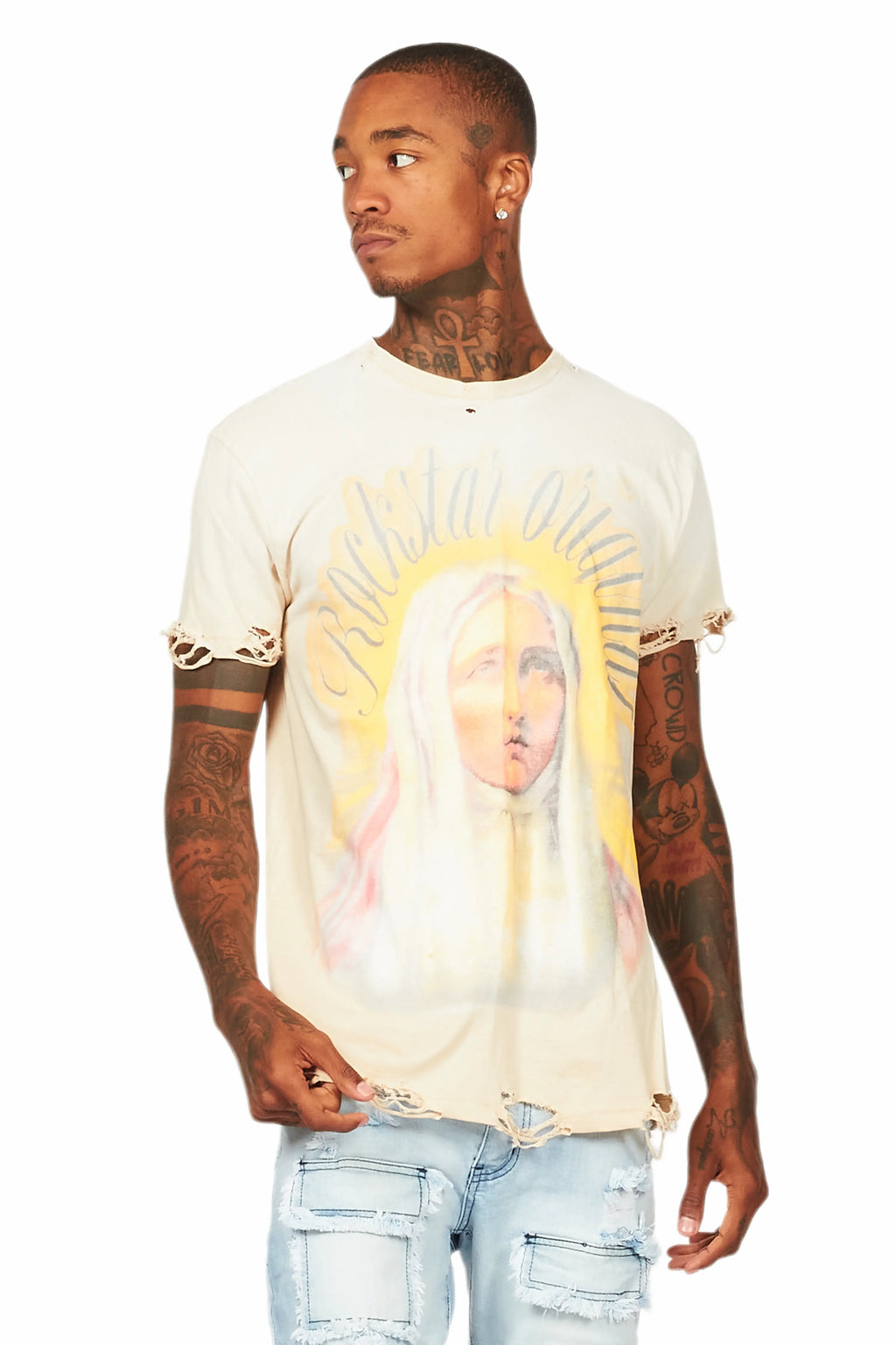 Cary Beige Graphic Oversized T-Shirt