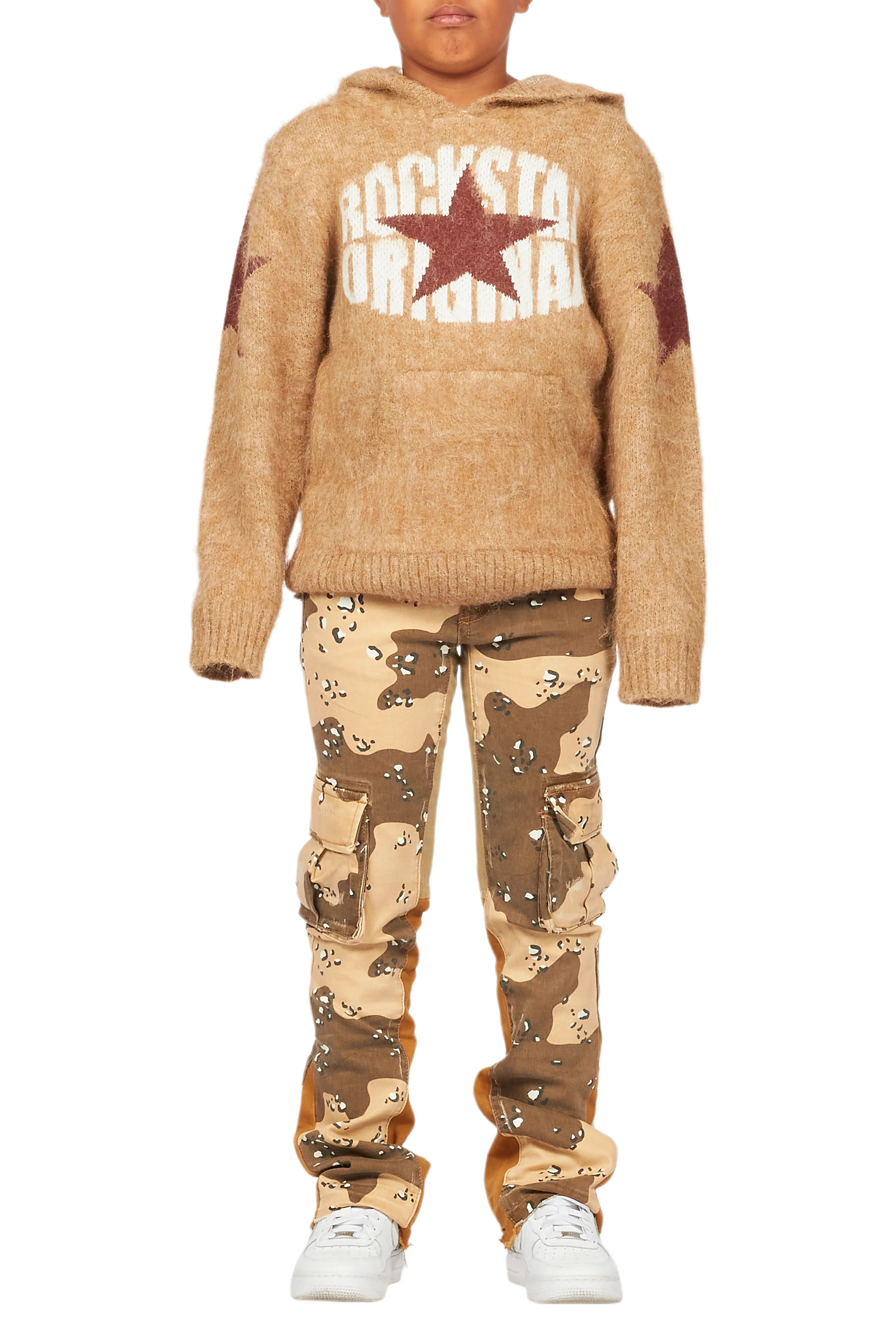 Boys States Brown Mohair/Stacked Flare Jean Set