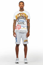 Colorful Race White/Grey T-Shirt Short Set