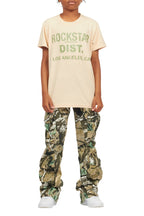 Boys Koen Vintage Sand/Green T-Shirt/Stacked Flare Jean Set
