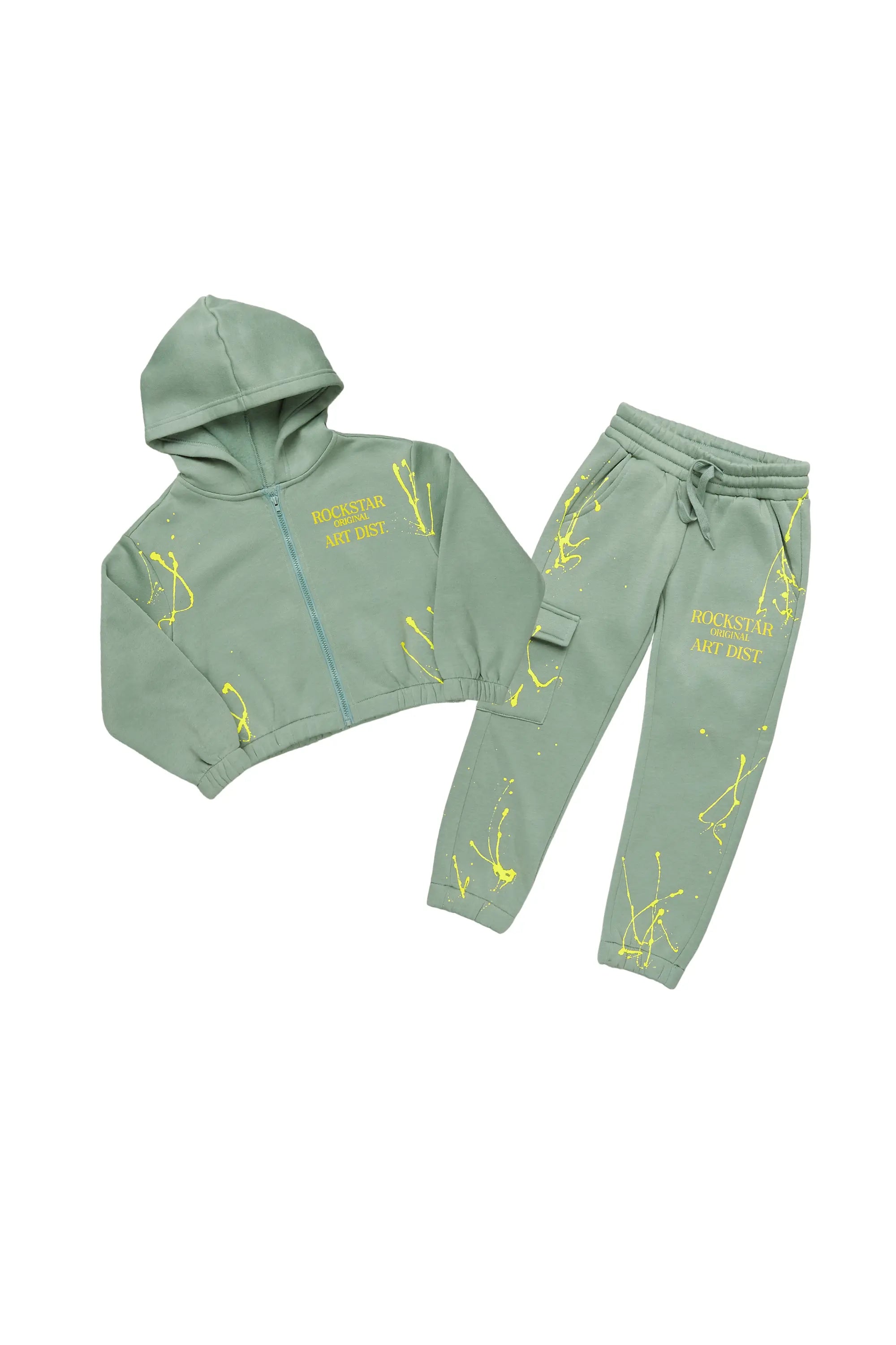 Girls Bass Sage Zip Up Hoodie Pant Set