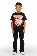 Boys Smitty Black T-Shirt/Stacked Flare Jean Set