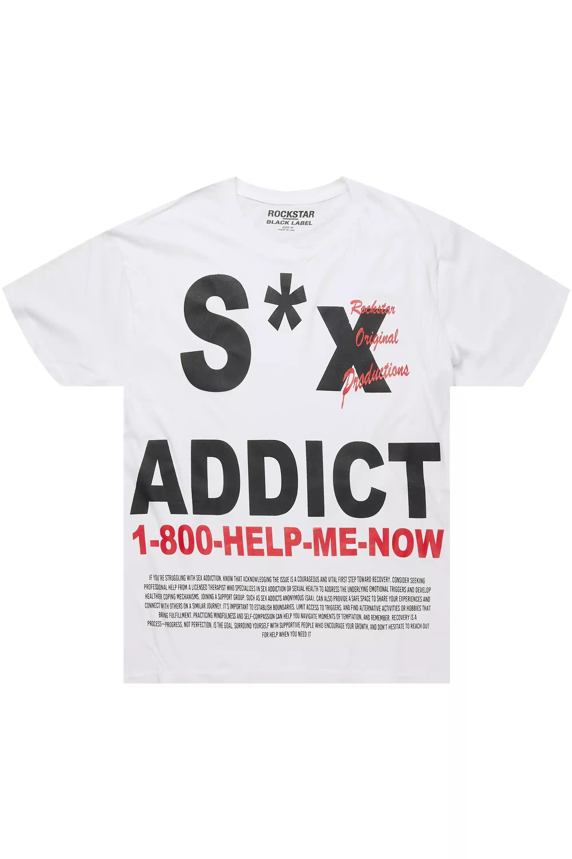Addict White Graphic T-Shirt