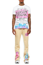 Beno White/Beige T-Shirt/Baggy Stacked Pant Set