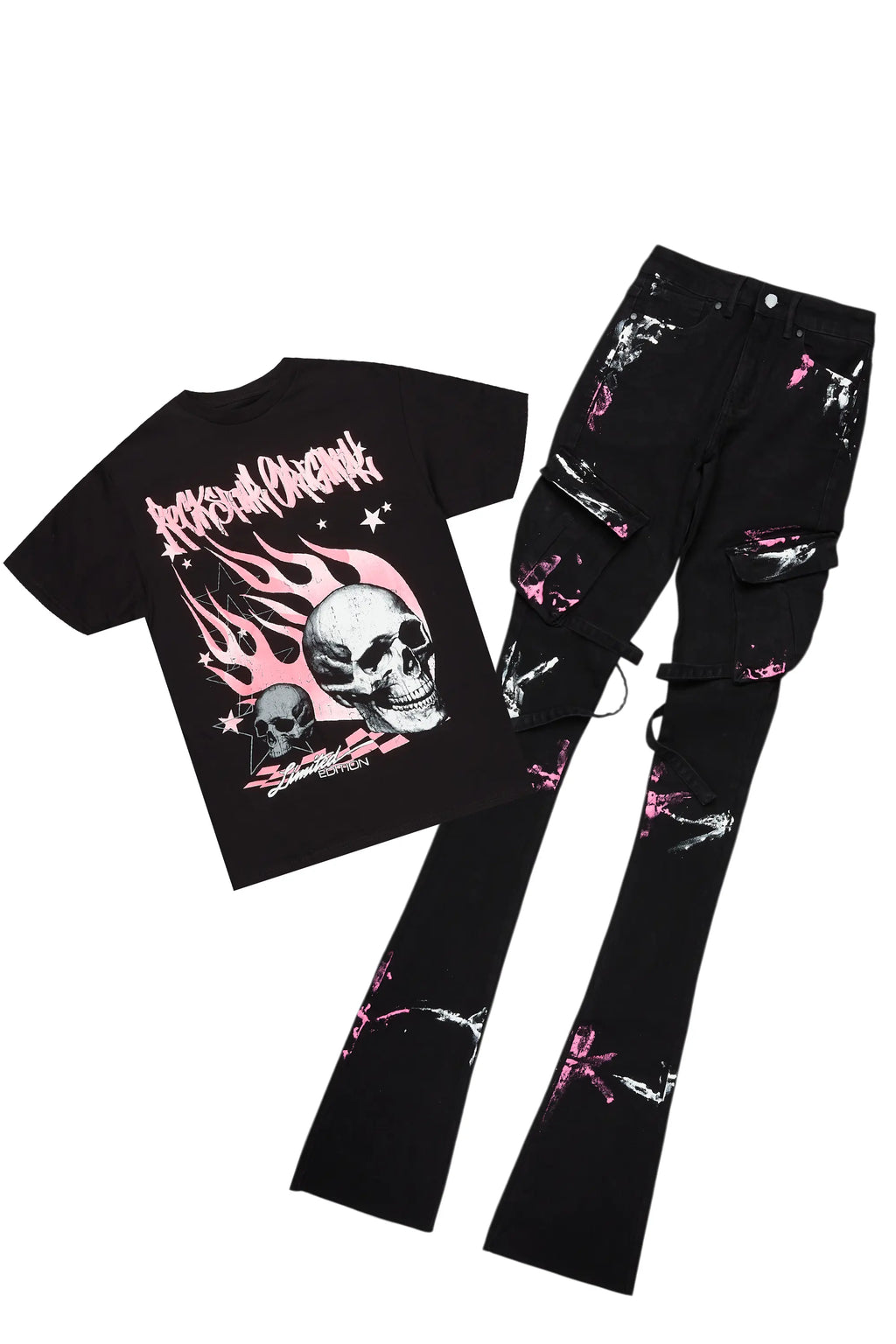 Quintona Black T-Shirt/Super Stacked Jean Set