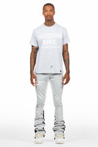 Scottie Heather Grey T-Shirt/Stacked Flare Track Pant Set