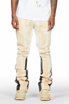 Firoz Beige Graphic Stacked Flare Pant