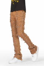 Conrad Beige Stacked Flare Jean