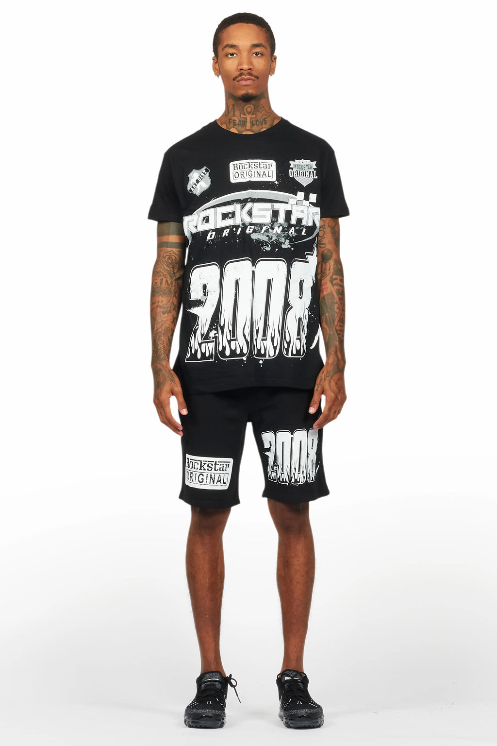 Amos Black Graphic T-Shirt Short Set