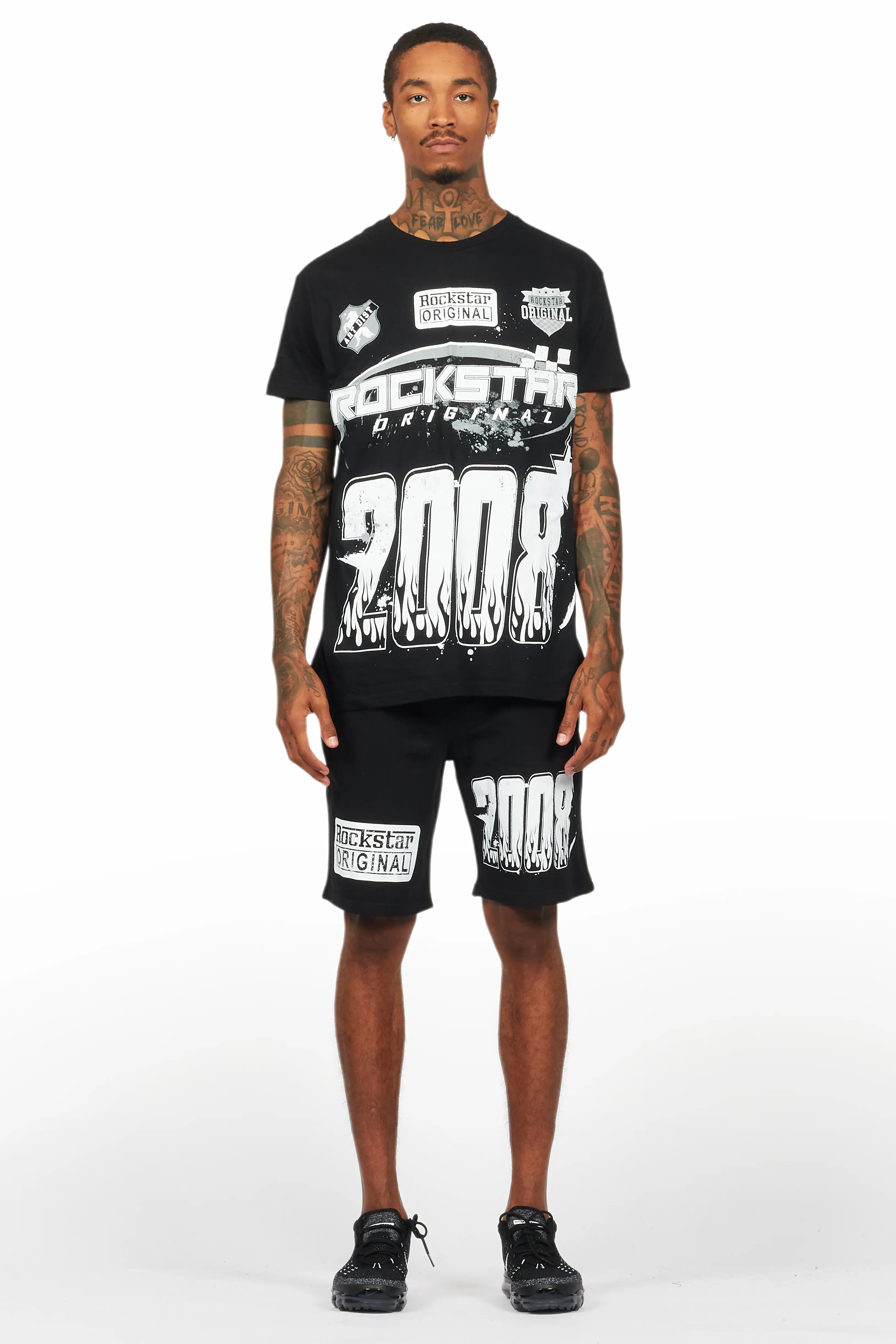 Amos Black Graphic T-Shirt Short Set