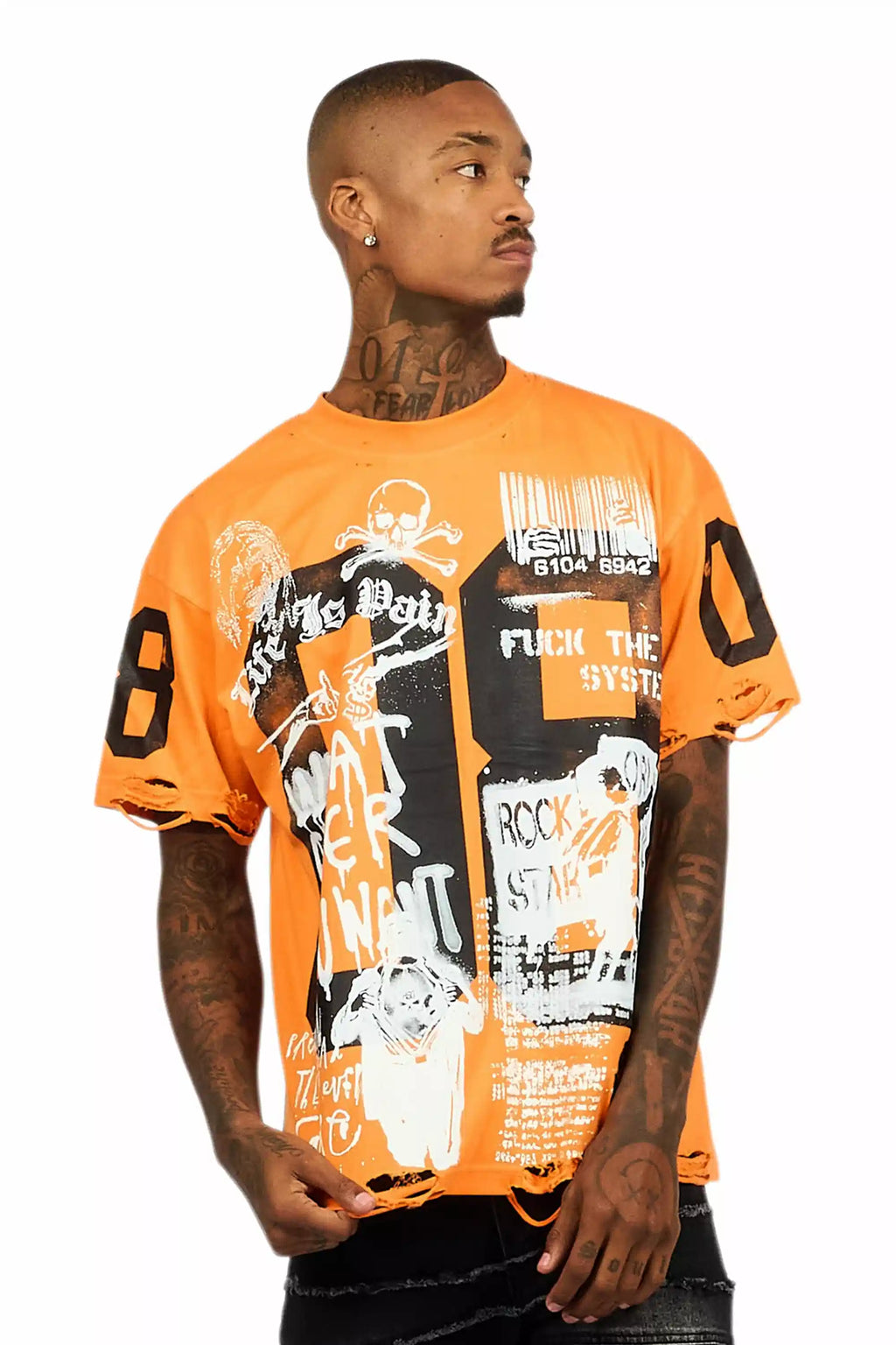 Grill Orange Graphic Oversized T-Shirt