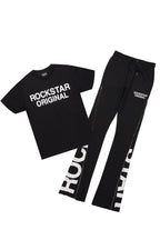 Deniska Black T-Shirt/Baggy Stacked Flare Track Set