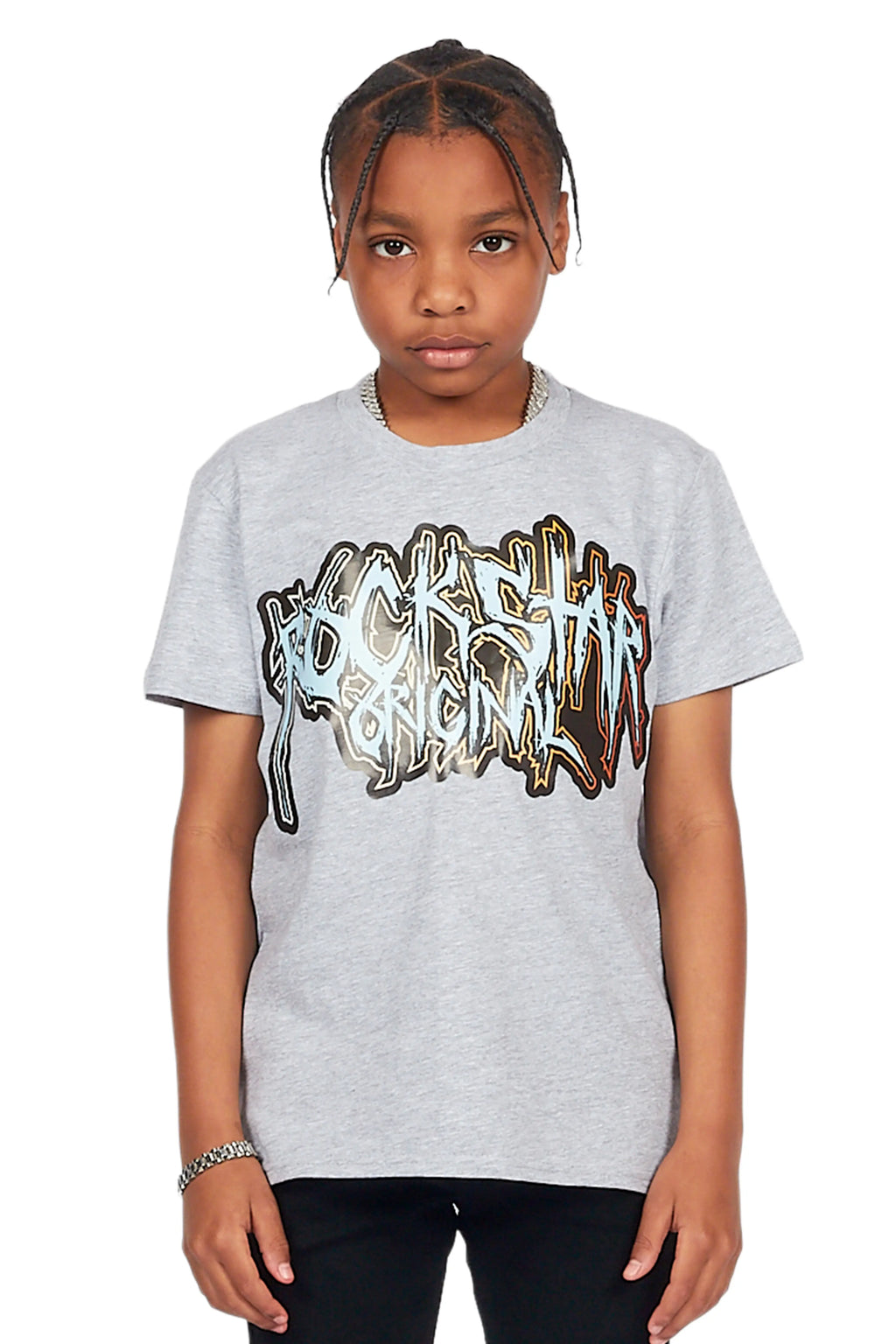 Boys Rishi Heather Grey Graphic T-Shirt