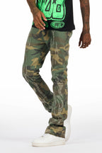Tachi Camo Rhinestone Stacked Flare Jean