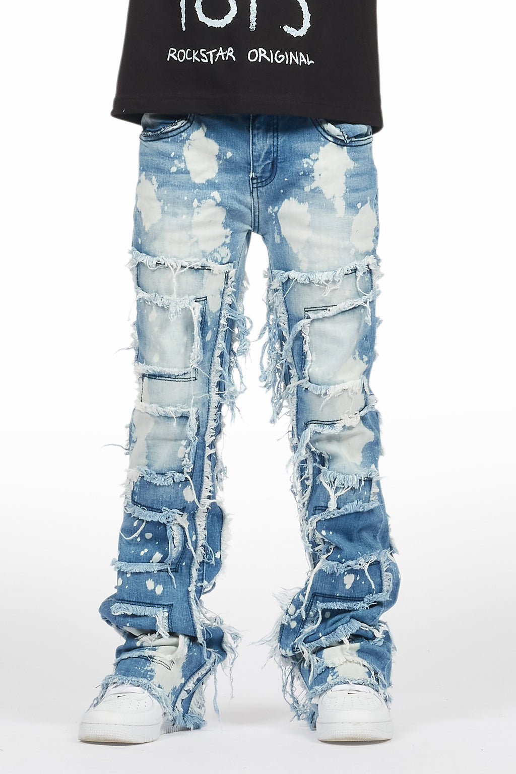 Boys Laban Light Blue Bleach Slim Stacked Flare Jean