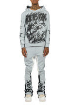 Nelz Heather Grey/Black Hoodie/Stacked Track Pant Set