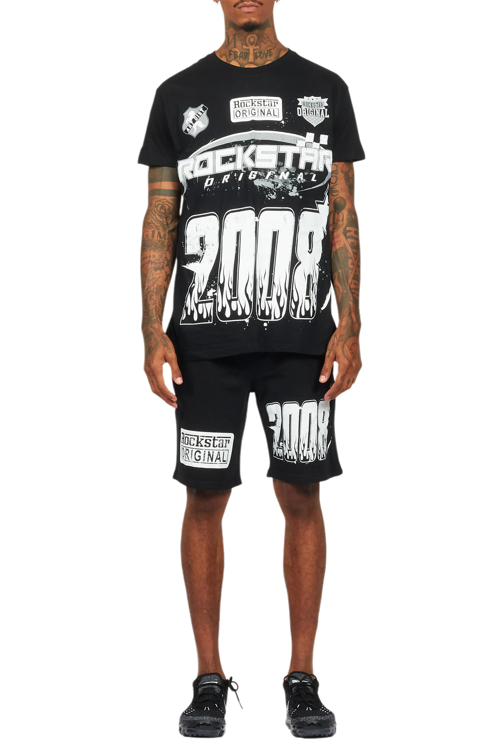 Amos Black Graphic T-Shirt Short Set