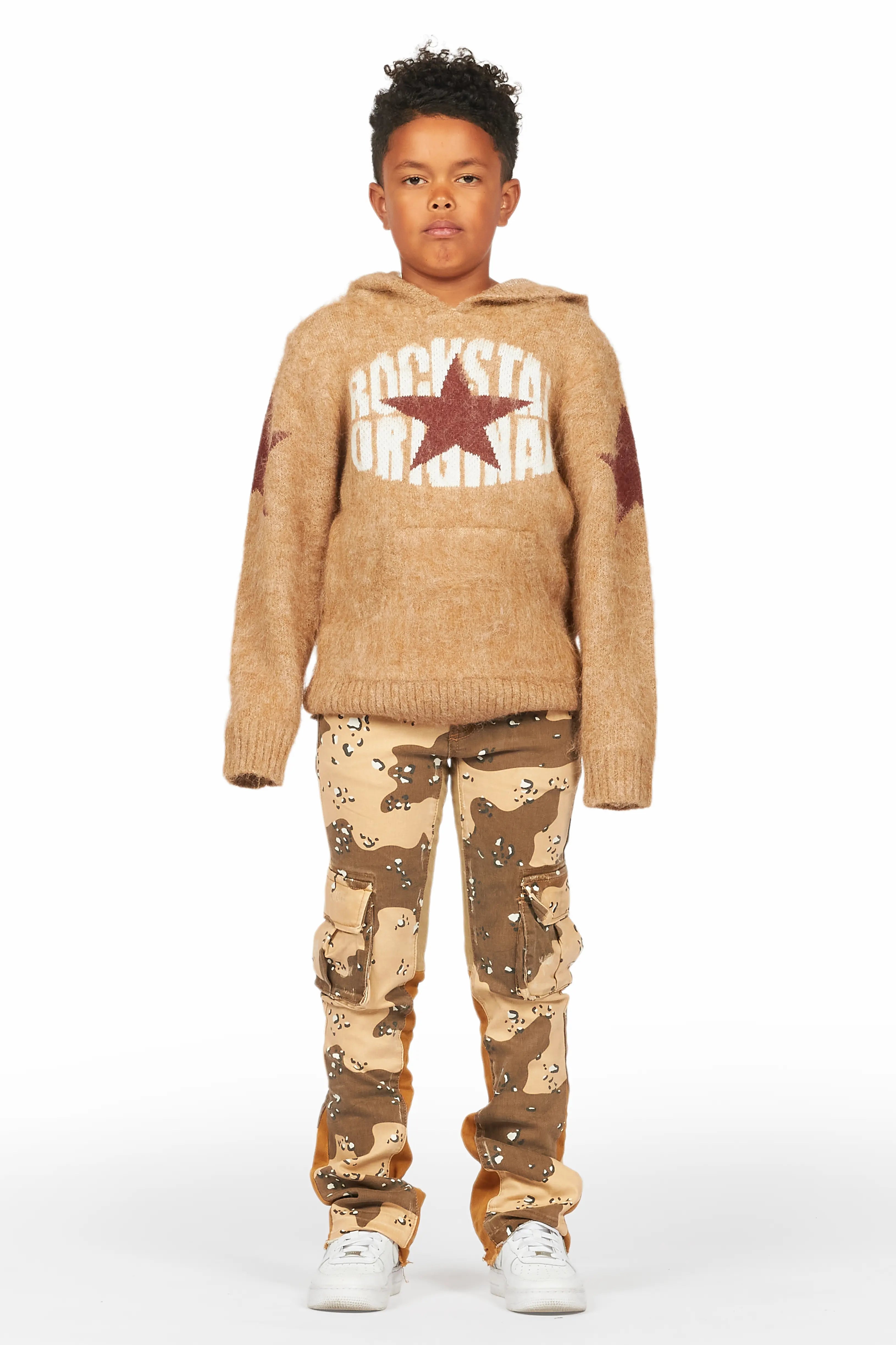 Boys States Brown Mohair/Stacked Flare Jean Set