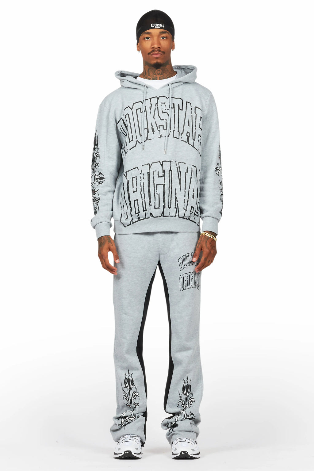 Akio Heather Grey Hoodie/Baggy Track Pant Set