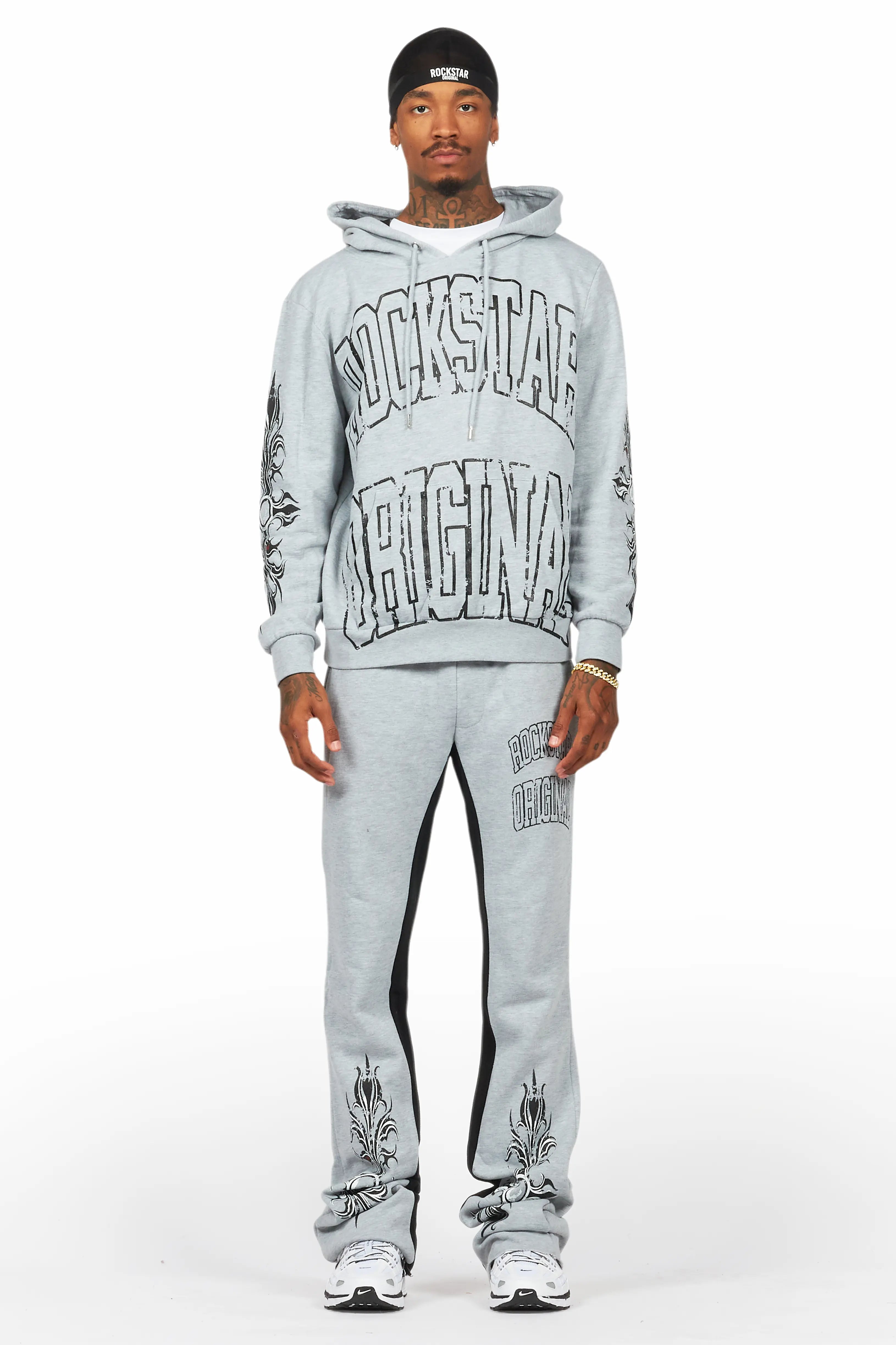 Akio Heather Grey Hoodie/Baggy Track Pant Set