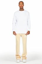 Briggs White/Beige Long Sleeve T-Shirt/Baggy Pant Set