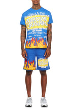 Beno Royal Blue Graphic T-Shirt Short Set