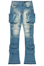 Shift Dirty Blue Stacked Flare Jean