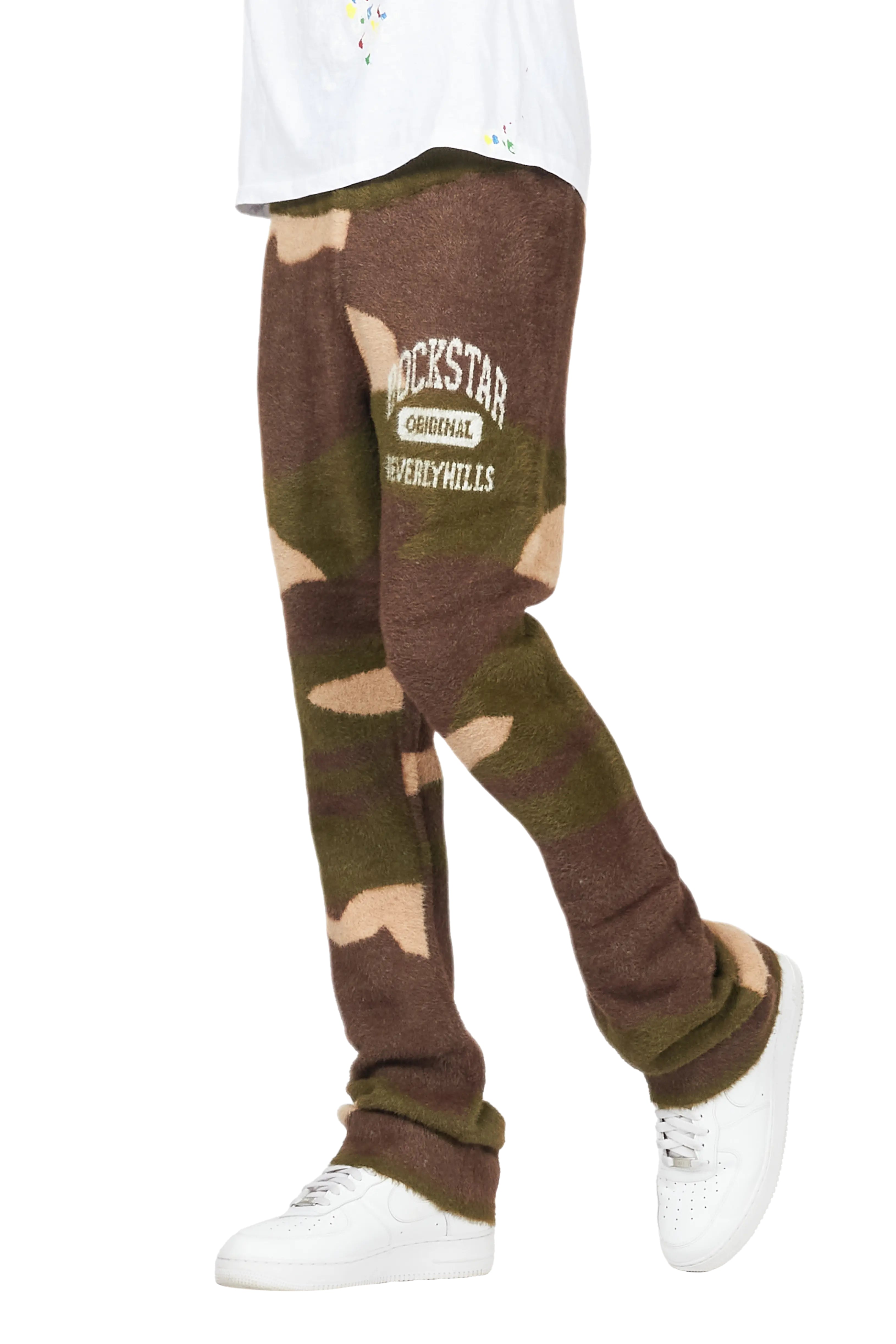 Rabi Camo Green Knitted Mohair Pants