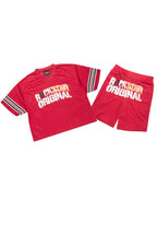 Crown Red Mesh Jersey Short Set