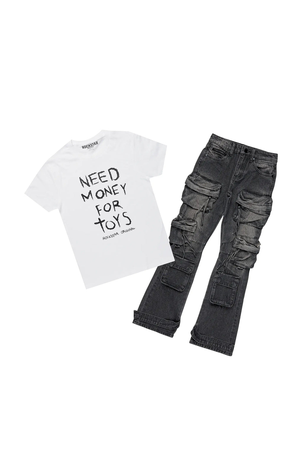 Boys White Lambo T-Shirt/Baggy Fit Jean Set