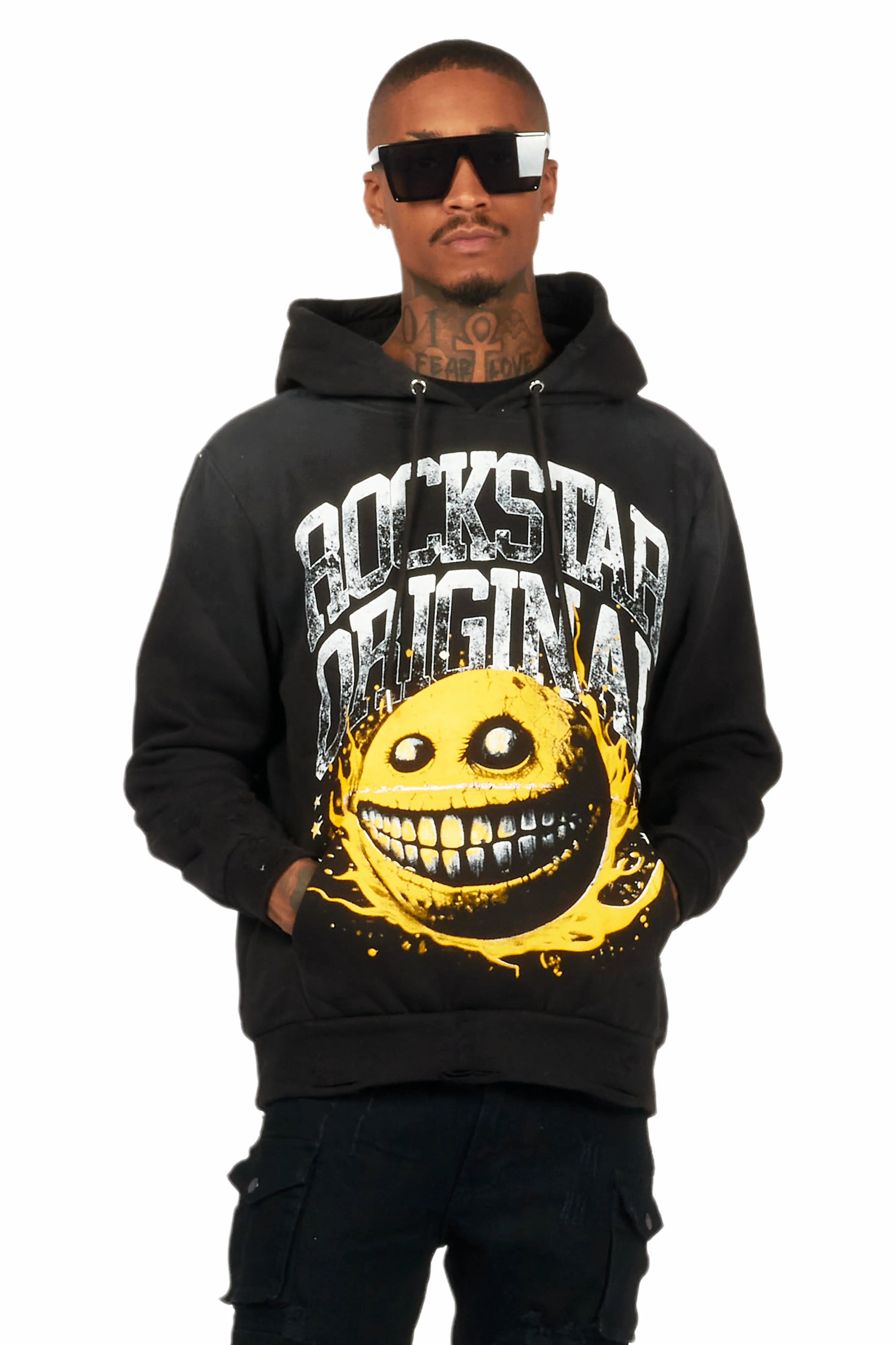 Chuffed Black Graphic Hoodie