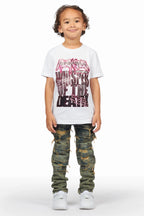 Boys Daiki White T-Shirt/Frayed Skinny Jean Set