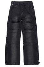 Yuri Dark Grey Stacked Cargo Flare Jean