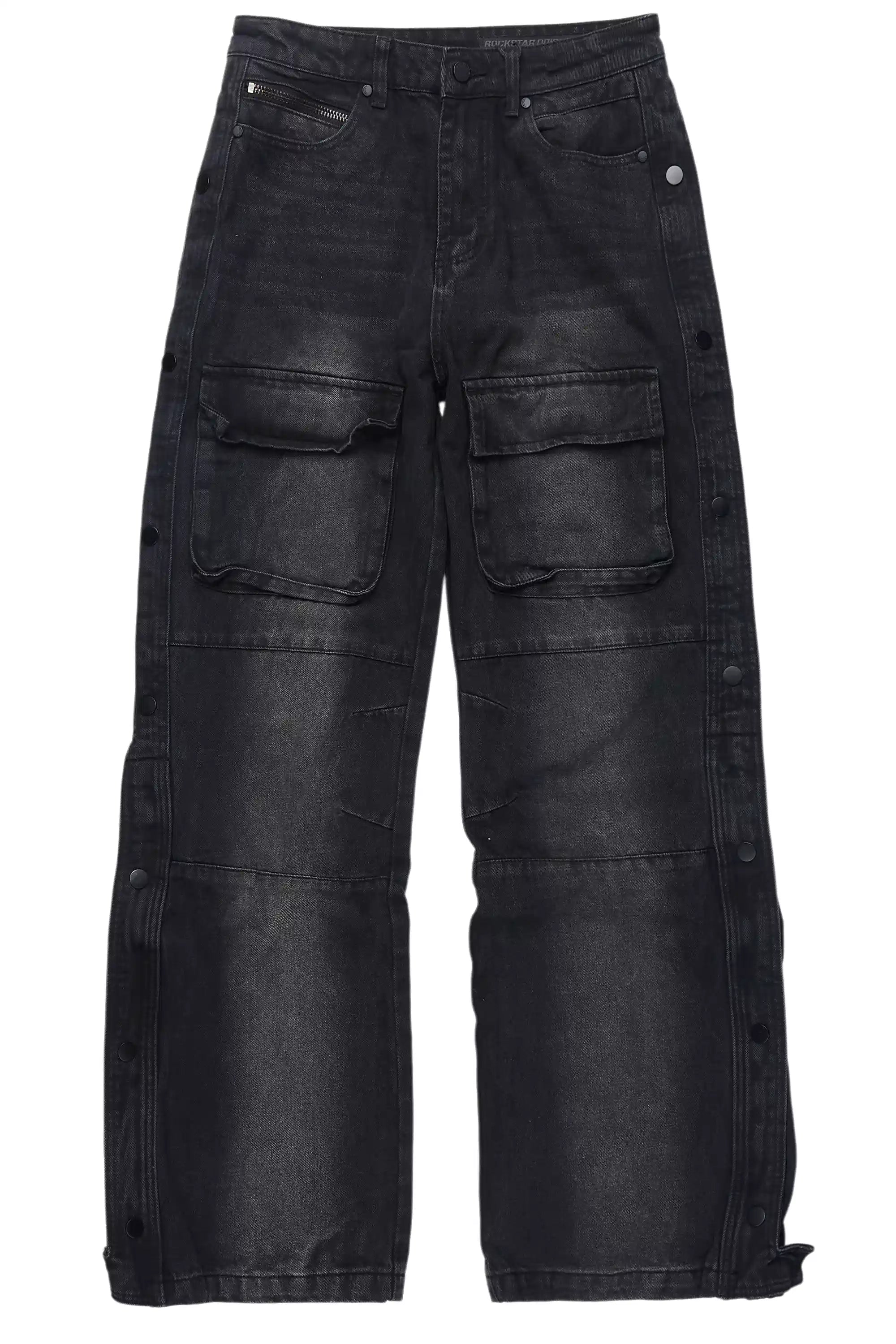 Yuri Dark Grey Stacked Cargo Flare Jean
