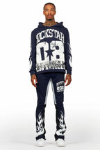 Damir Navy Hoodie/Stacked Flare Track Pant Set