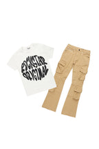 Boys Thierry White T-Shirt/Stacked Flare Jean Set