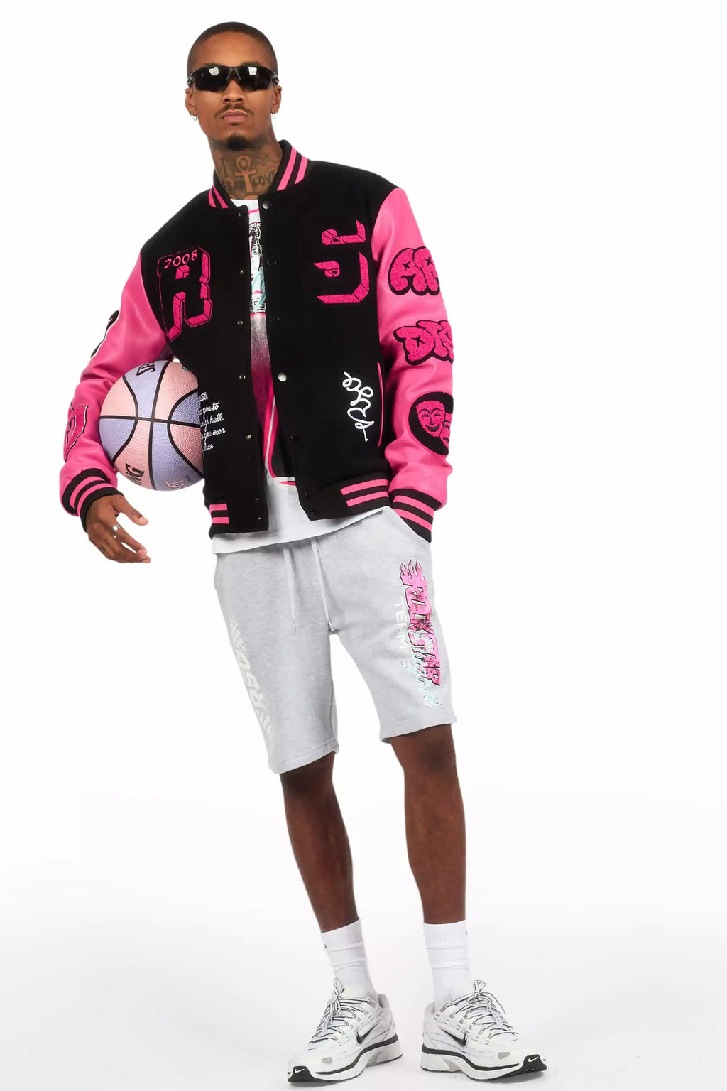 Leslaw Pink/Black Varsity Jacket