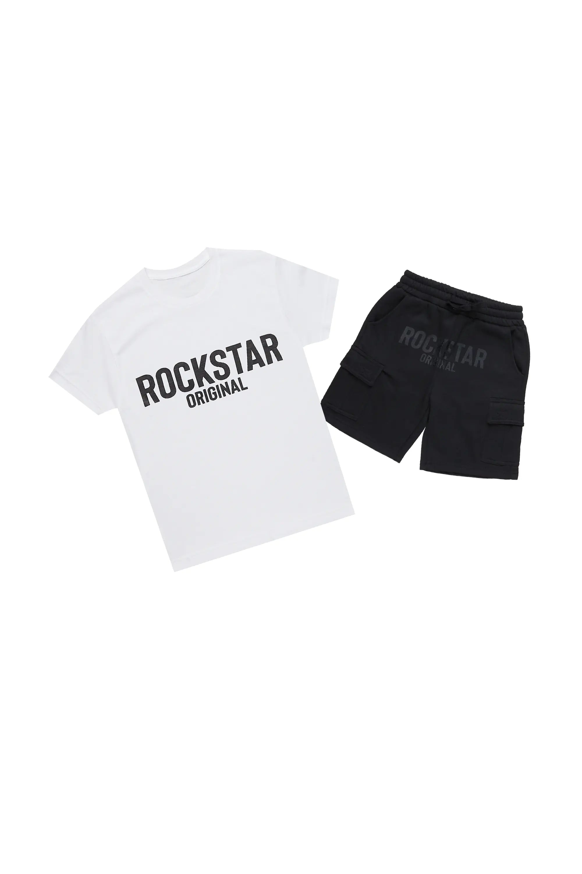 Boys Sana White/Black T-Shirt Cargo Short Set