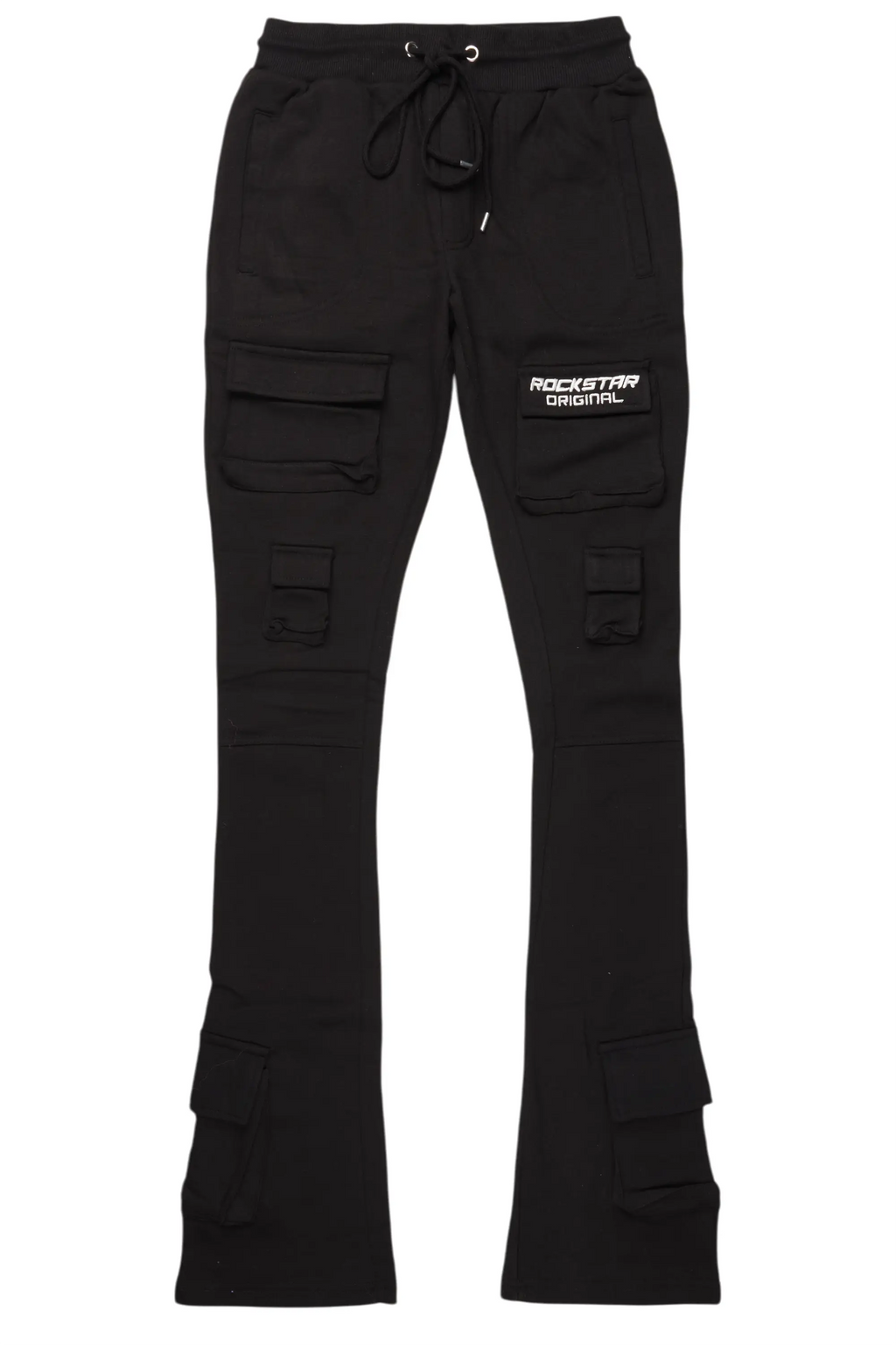 Connor Black Stacked Flare Track Pant